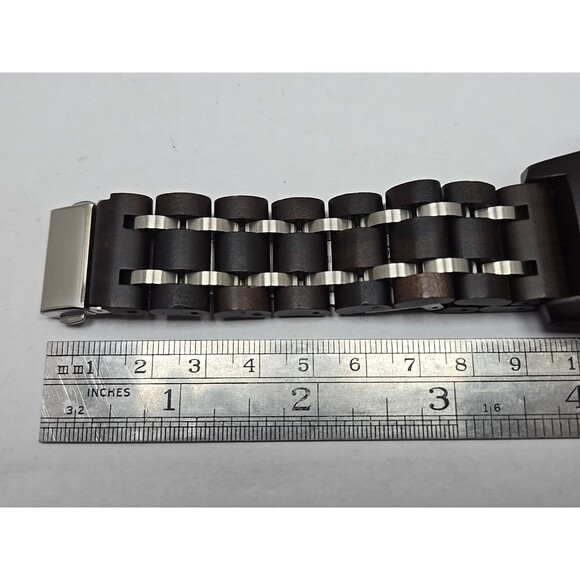 Unbranded Wooden Watch Quartz Chronograph Date Brown Dial New Battery 44 mm Mens - Picture 10 of 11